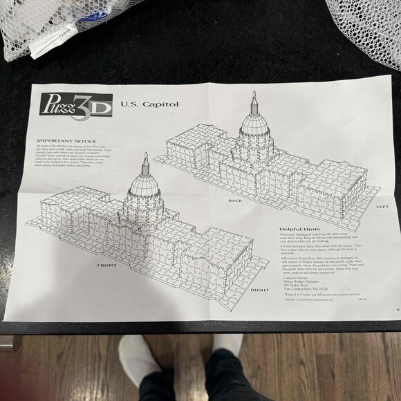 Puzz3D US Capitol 3D Puzzle MBG-15 COMPLETE NEW NO BOX with Instruction Manual - Picture 1 of 3